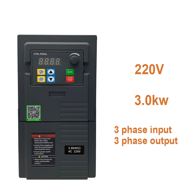 ដ្រាយប្រេកង់អថេរ VFD 220V 3.0kw បញ្ចូល 3 ដំណាក់កាលដើម្បីចេញ 3 ដំណាក់កាល
